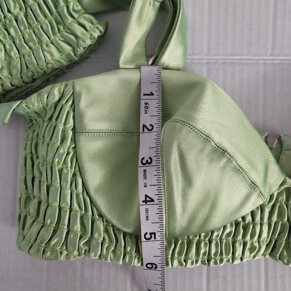 ALIÉTTE Green Silky Bralette Top Size 4 - Picture 14 of 16